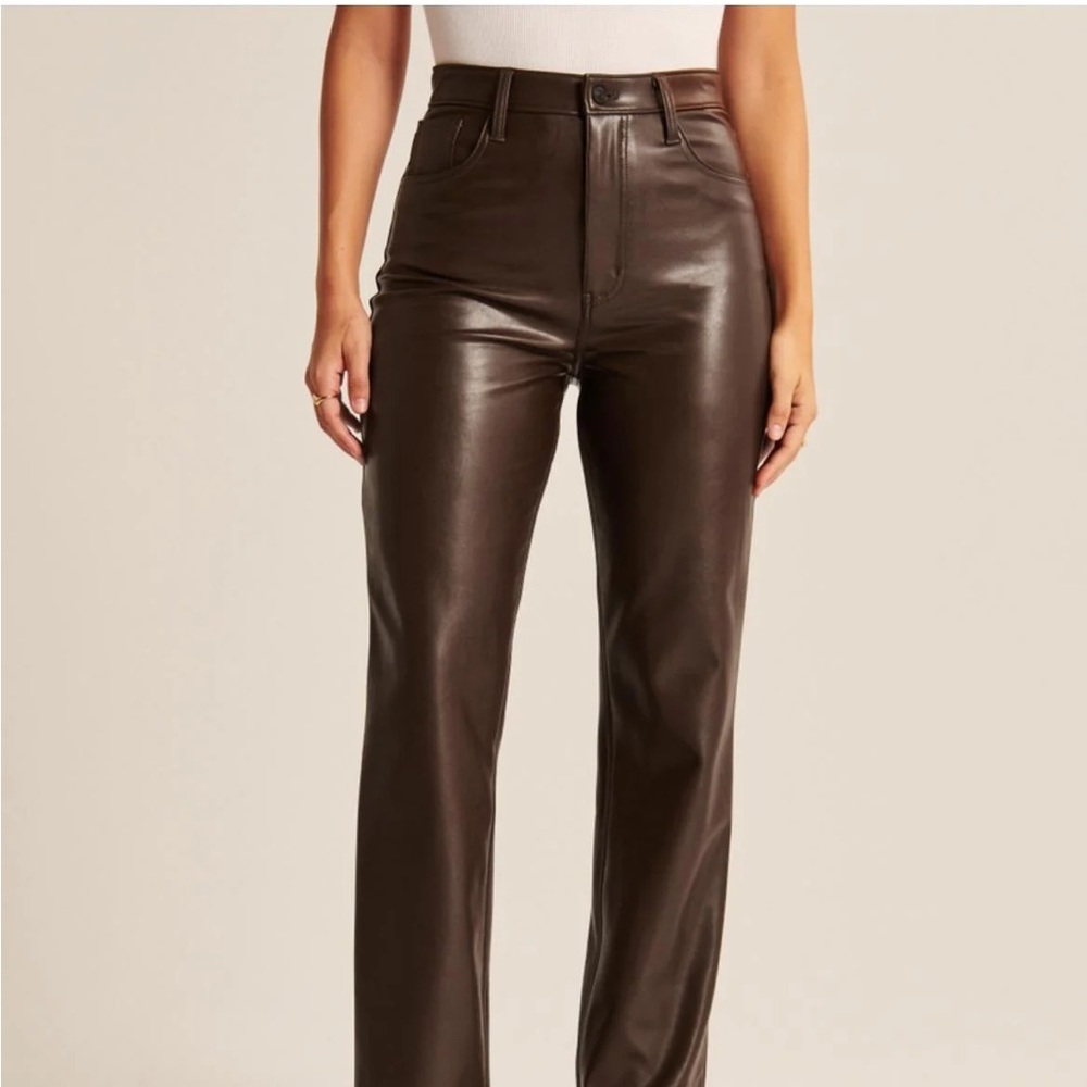 Women's Brown Leather pants - Picture 1 of 5